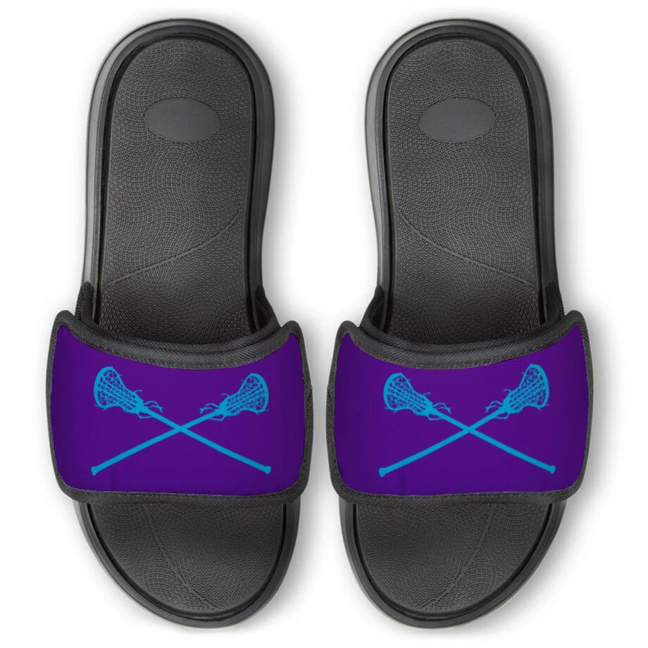 Girls Lacrosse Repwell® Slide Sandals - Crossed Sticks 1 Girls Lacrosse Repwell® Slide Sandals - Crossed Sticks