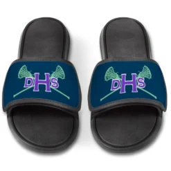 Girls Lacrosse Repwell® Slide Sandals - Monogram With Lax Sticks -Sport Play Mode lx 11311 TEAL FRONT