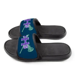 Girls Lacrosse Repwell® Slide Sandals - Monogram With Lax Sticks -Sport Play Mode lx 11311 TEAL SIDE