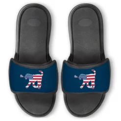 Girls Lacrosse Repwell® Slide Sandals - Patriotic Lula The Lax Dog