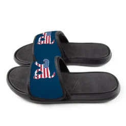 Girls Lacrosse Repwell® Slide Sandals - Patriotic Lula The Lax Dog -Sport Play Mode lx 11312 NAVY SIDE