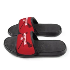 Girls Lacrosse Repwell® Slide Sandals - Personalized Crossed Sticks -Sport Play Mode lx 11313 REDBLACK SIDE