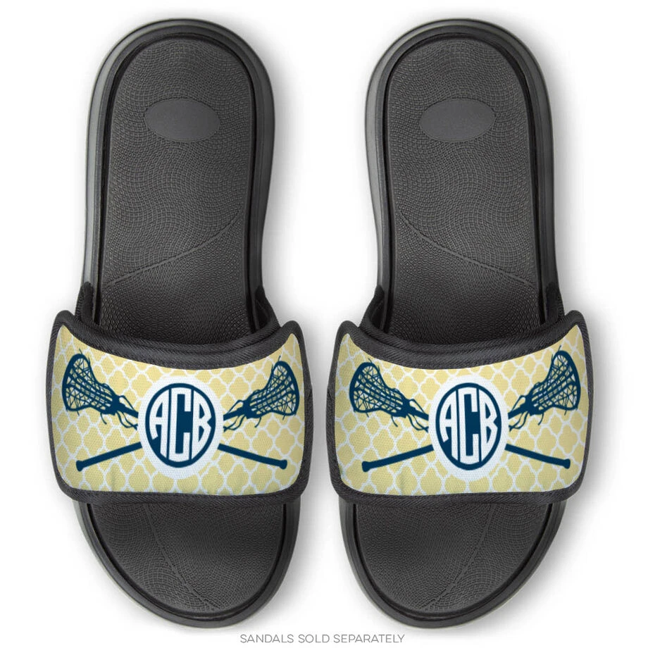 Girls Lacrosse Repwell® Sandal Straps - Personalized Monogram Sticks With Quatrefoil Pattern 2 Girls Lacrosse Repwell® Sandal Straps - Personalized Monogram Sticks With Quatrefoil Pattern - Image 2