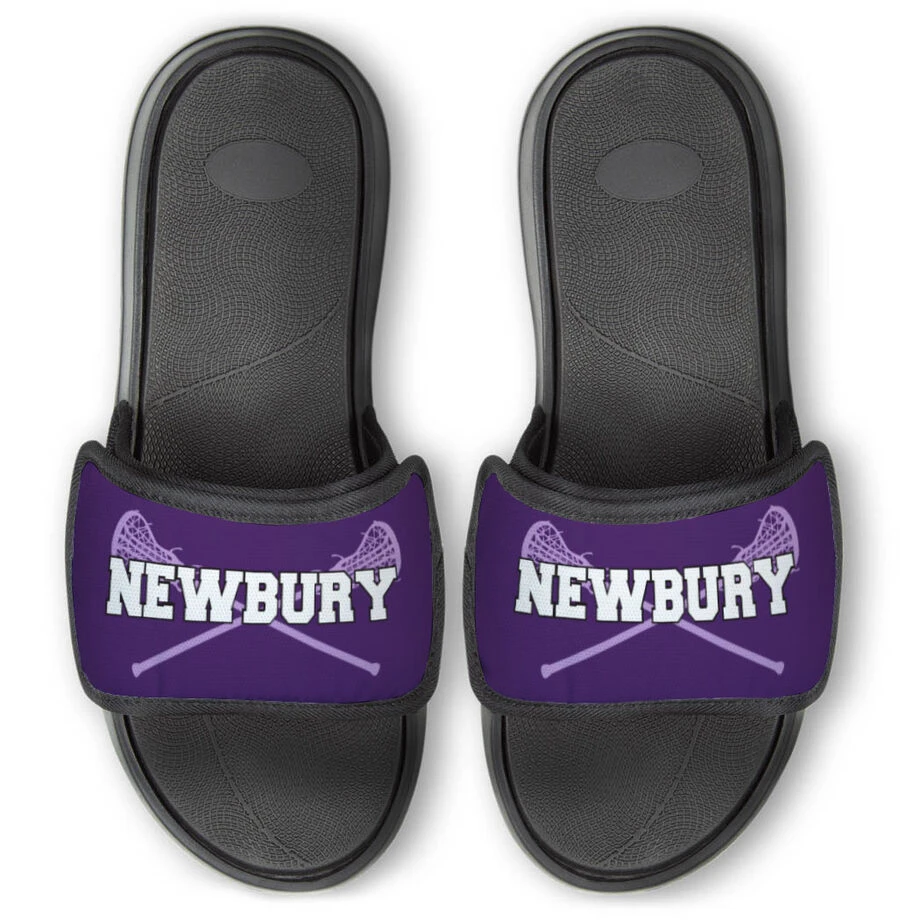 Girls Lacrosse Repwell® Slide Sandals - Personalized With Sticks 1 Girls Lacrosse Repwell® Slide Sandals - Personalized With Sticks