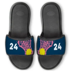 Girls Lacrosse Repwell® Slide Sandals - Stick And Number Reflected