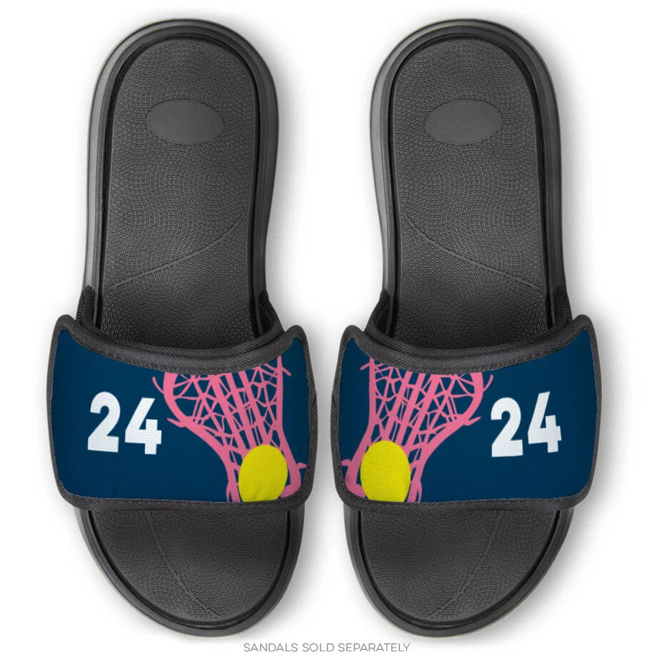 Girls Lacrosse Repwell® Sandal Straps - Stick And Number Reflected 2 Girls Lacrosse Repwell® Sandal Straps - Stick And Number Reflected - Image 2