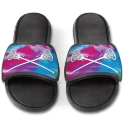 Girls Lacrosse Repwell® Slide Sandals - Tie-Dye With Crossed Sticks -Sport Play Mode lx 11320 FRONT