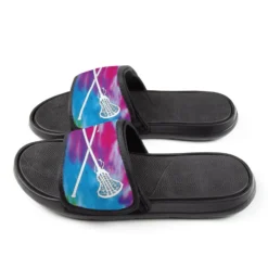 Girls Lacrosse Repwell® Slide Sandals - Tie-Dye With Crossed Sticks -Sport Play Mode lx 11320 SIDE