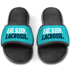 Girls Lacrosse Repwell® Slide Sandals - Eat. Sleep. Lacrosse. -Sport Play Mode lx 11549 TEAL FRONT