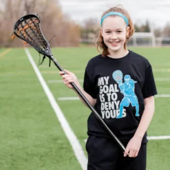Girls Lacrosse Short Sleeve T-Shirt - My Goal Is To Deny Yours Goalie 7 Girls Lacrosse Short Sleeve T-Shirt - My Goal Is To Deny Yours Goalie -Sport Play Mode lx 11894 LIFESTYLE BLACK 1