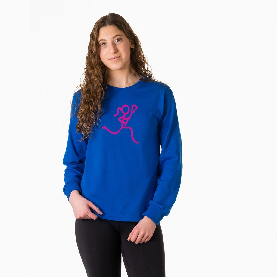 Girls Lacrosse Tshirt Long Sleeve - Neon Lax Girl 2 Girls Lacrosse Tshirt Long Sleeve - Neon Lax Girl - Image 2