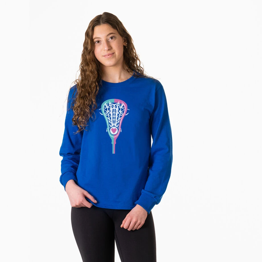 Girls Lacrosse Tshirt Long Sleeve - Lacrosse Stick Heart 2 Girls Lacrosse Tshirt Long Sleeve - Lacrosse Stick Heart - Image 2