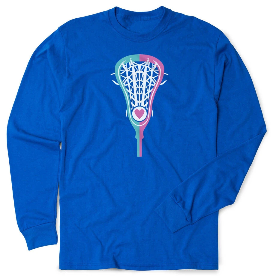 Girls Lacrosse Tshirt Long Sleeve - Lacrosse Stick Heart 1 Girls Lacrosse Tshirt Long Sleeve - Lacrosse Stick Heart