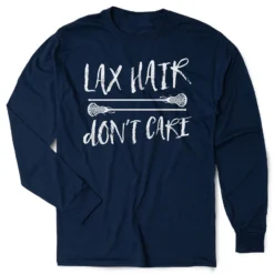 Girls Lacrosse Tshirt Long Sleeve - Lax Hair Don't Care