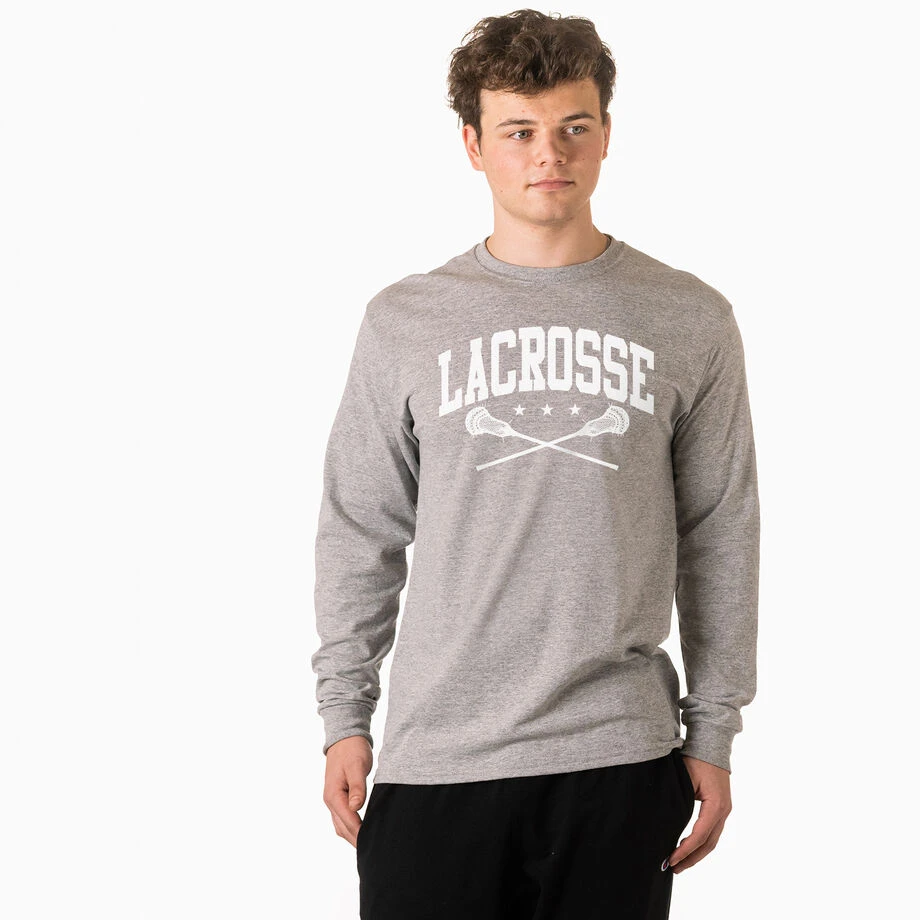 Guys Lacrosse Tshirt Long Sleeve - Crossed Sticks 2 Guys Lacrosse Tshirt Long Sleeve - Crossed Sticks - Image 2