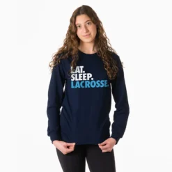Lacrosse Tshirt Long Sleeve - Eat. Sleep. Lacrosse -Sport Play Mode lx 11990 NAVY FEMALE
