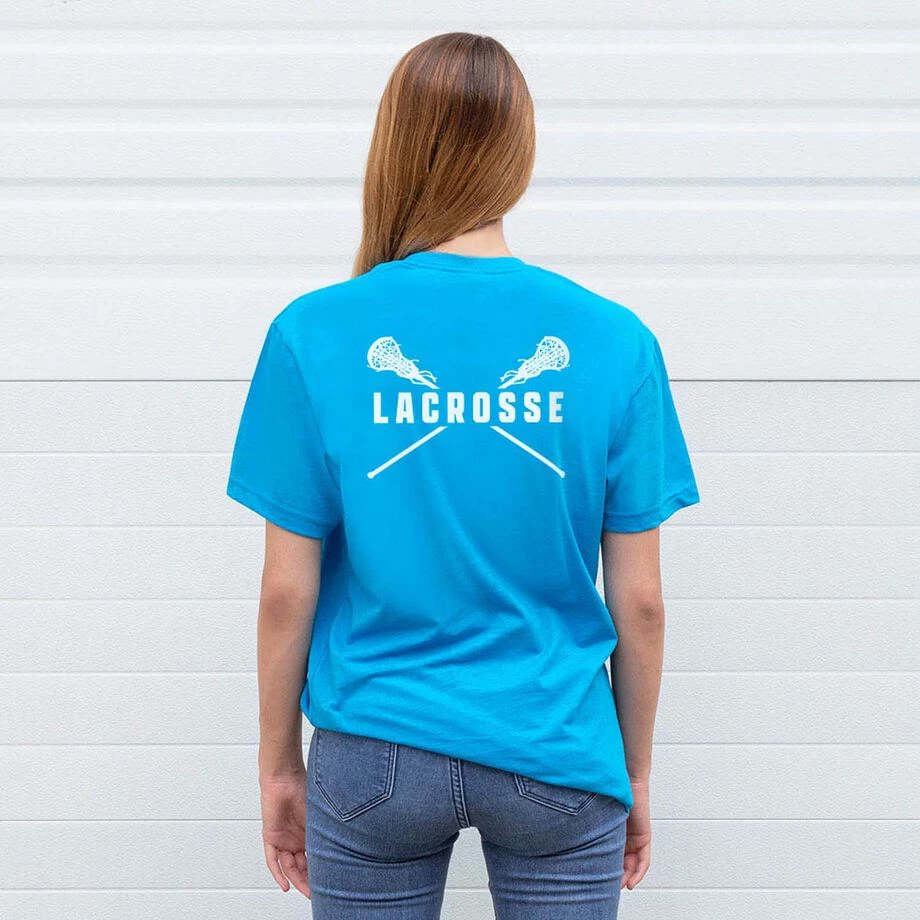 Girls Lacrosse Short Sleeve T-Shirt - Crossed Girls Sticks (Back Design) 2 Girls Lacrosse Short Sleeve T-Shirt - Crossed Girls Sticks (Back Design) - Image 2