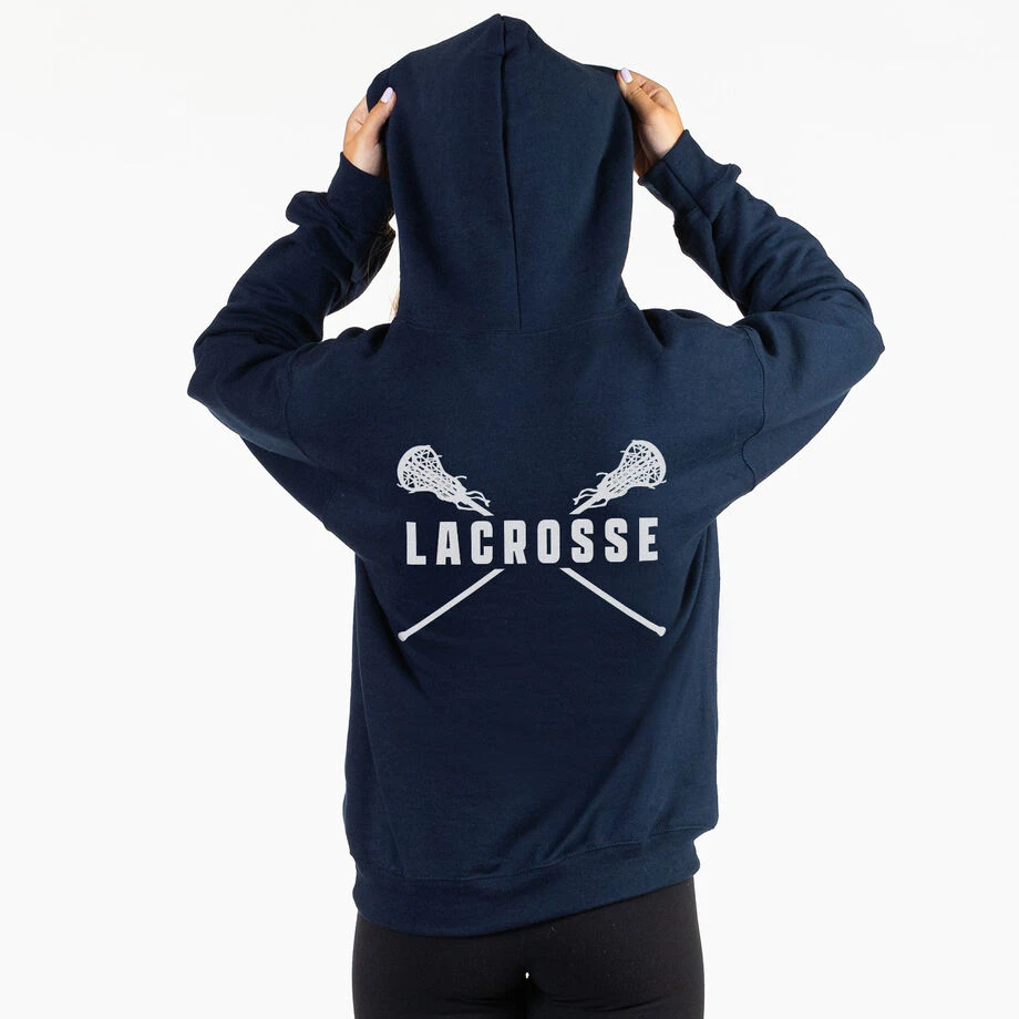Girls Lacrosse Hooded Sweatshirt - Crossed Girls Sticks (Back Design) 2 Girls Lacrosse Hooded Sweatshirt - Crossed Girls Sticks (Back Design) - Image 2