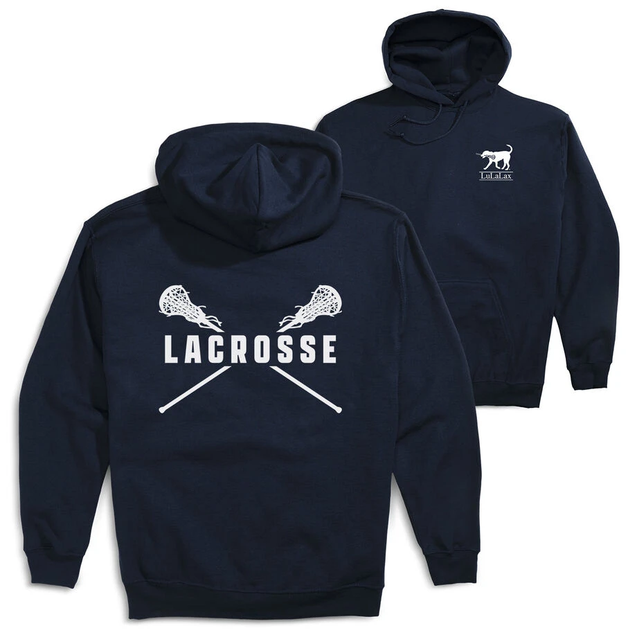Girls Lacrosse Hooded Sweatshirt - Crossed Girls Sticks (Back Design) 1 Girls Lacrosse Hooded Sweatshirt - Crossed Girls Sticks (Back Design)