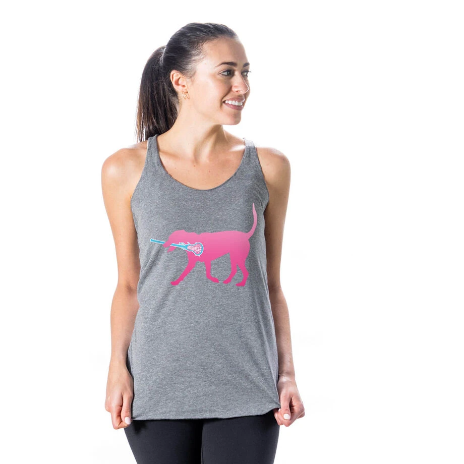 Girls Lacrosse Women's Everyday Tank Top - LuLa The Lax Dog Pink 2 Girls Lacrosse Women's Everyday Tank Top - LuLa The Lax Dog Pink - Image 2