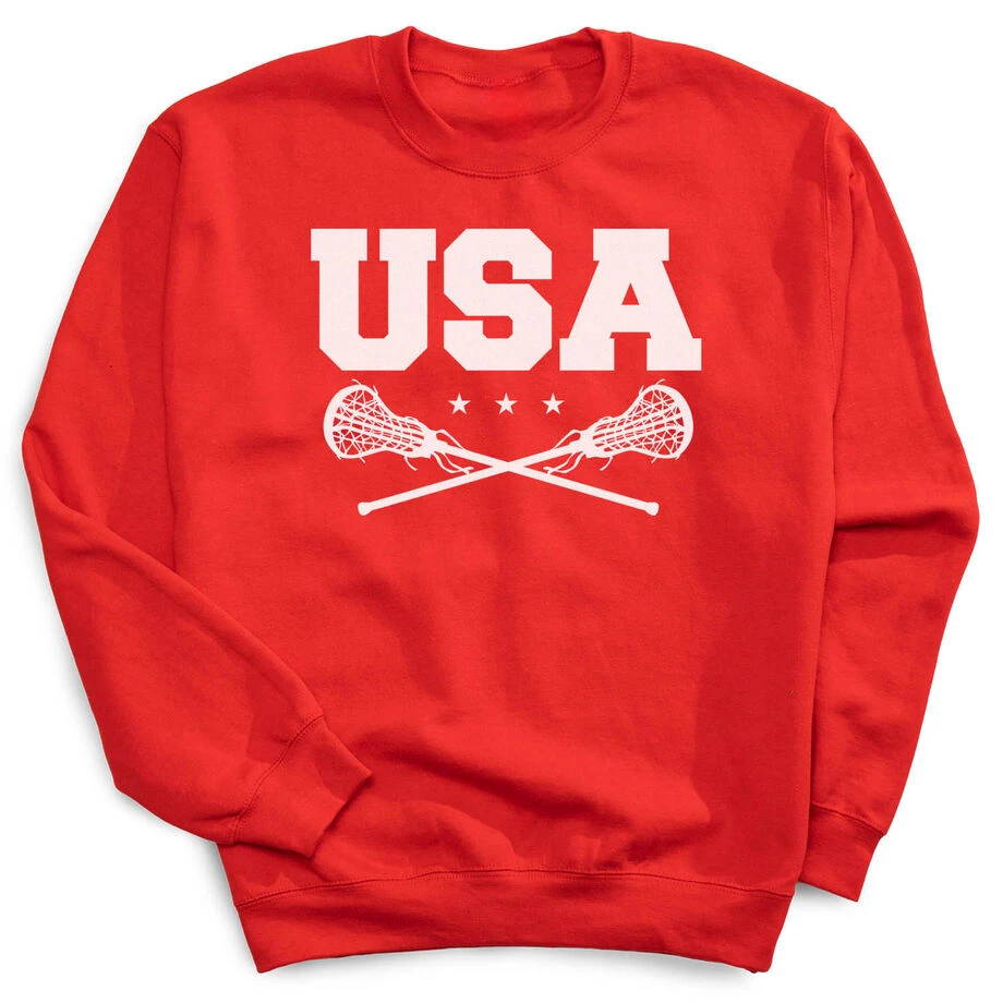 Girls Lacrosse Crewneck Sweatshirt - USA Girls Lacrosse 1 Girls Lacrosse Crewneck Sweatshirt - USA Girls Lacrosse