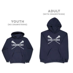 Girls Lacrosse Hooded Sweatshirt - Lacrosse Crossed Girls Sticks -Sport Play Mode lx 12155 NAVY SIZE