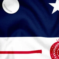 Guys Lacrosse Premium Beach Towel - Patriotic Lacrosse -Sport Play Mode lx 12293 ZOOM