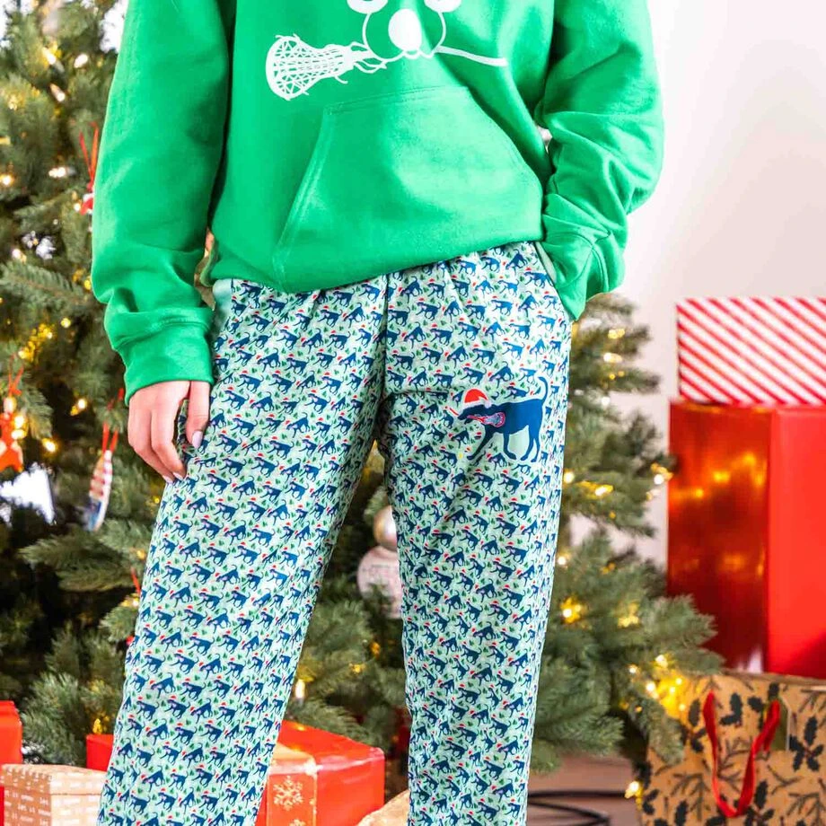 Girls Lacrosse Lounge Pants - Santa Lula The Lax Dog 4 Girls Lacrosse Lounge Pants - Santa Lula The Lax Dog - Image 4