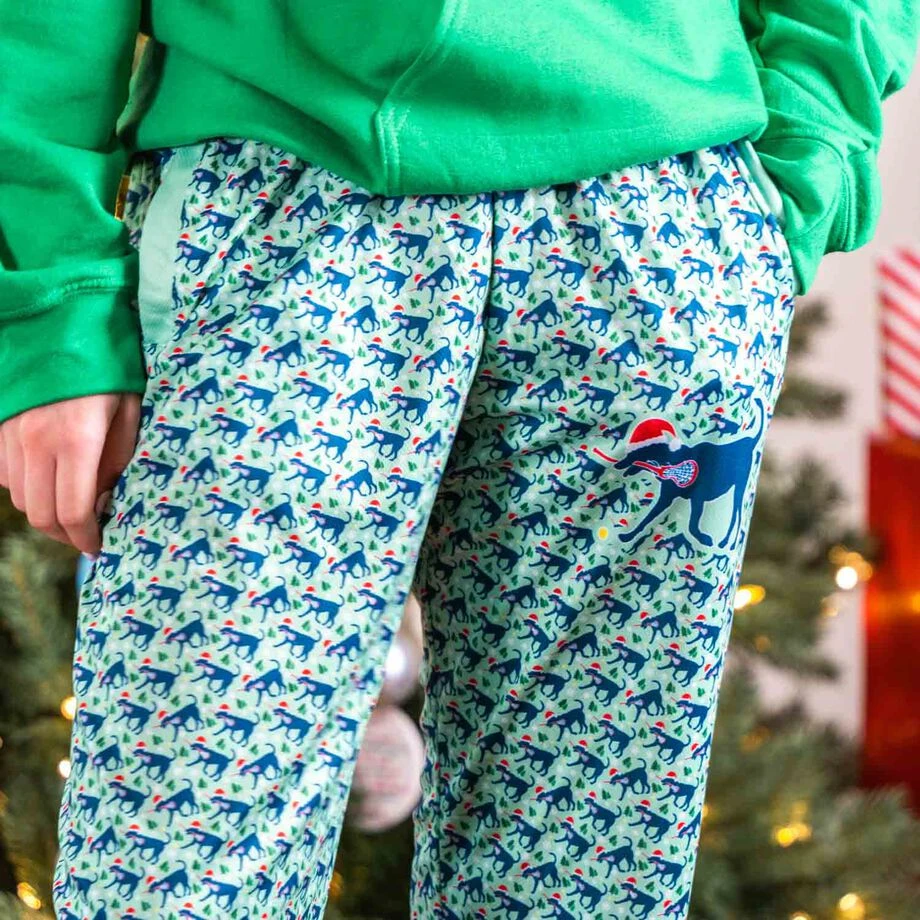 Girls Lacrosse Lounge Pants - Santa Lula The Lax Dog 8 Girls Lacrosse Lounge Pants - Santa Lula The Lax Dog - Image 8