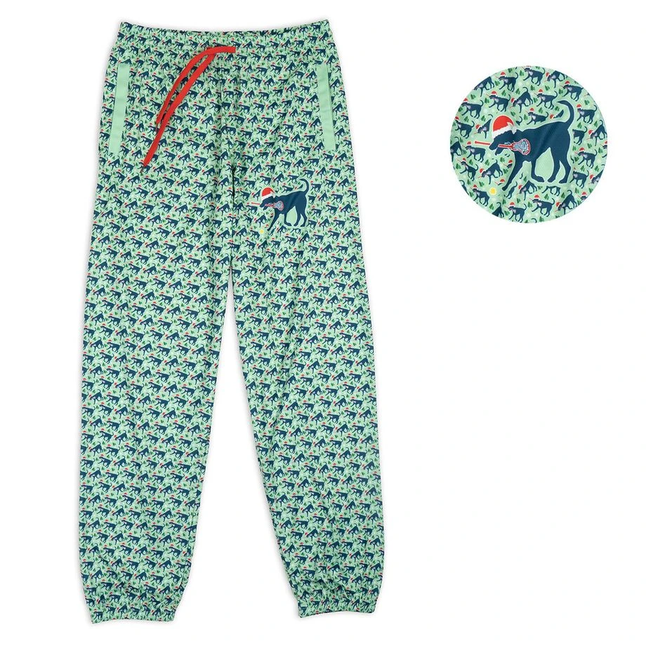 Girls Lacrosse Lounge Pants - Santa Lula The Lax Dog 3 Girls Lacrosse Lounge Pants - Santa Lula The Lax Dog - Image 3