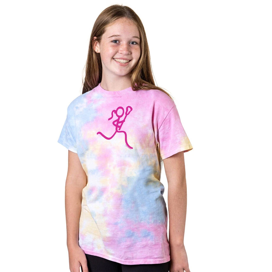 Girls Lacrosse Short Sleeve T-Shirt - Neon Lax Girl Tie Dye 2 Girls Lacrosse Short Sleeve T-Shirt - Neon Lax Girl Tie Dye - Image 2