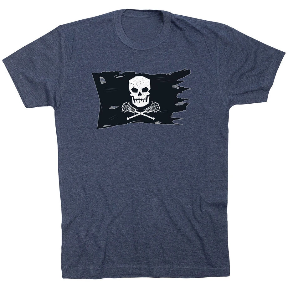 Guys Lacrosse Short Sleeve T-Shirt - Lax Pirate Flag 1 Guys Lacrosse Short Sleeve T-Shirt - Lax Pirate Flag