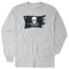 Guys Lacrosse T-Shirt Long Sleeve - Lax Pirate Flag