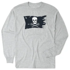 Guys Lacrosse T-Shirt Long Sleeve - Lax Pirate Flag