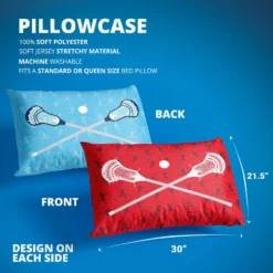 Guys Lacrosse Pillowcase - Crossed Sticks -Sport Play Mode lx 12414 DETAILS