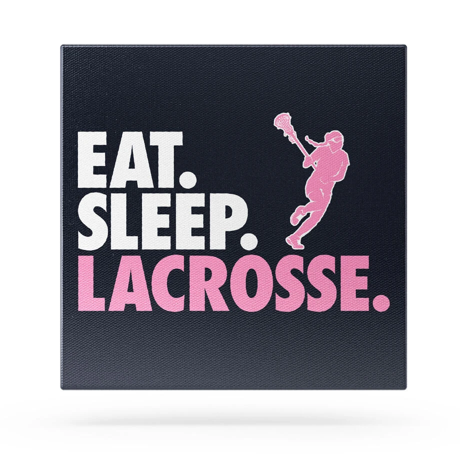 Girls Lacrosse Canvas Wall Art - Eat Sleep Lacrosse 2 Girls Lacrosse Canvas Wall Art - Eat Sleep Lacrosse - Image 2