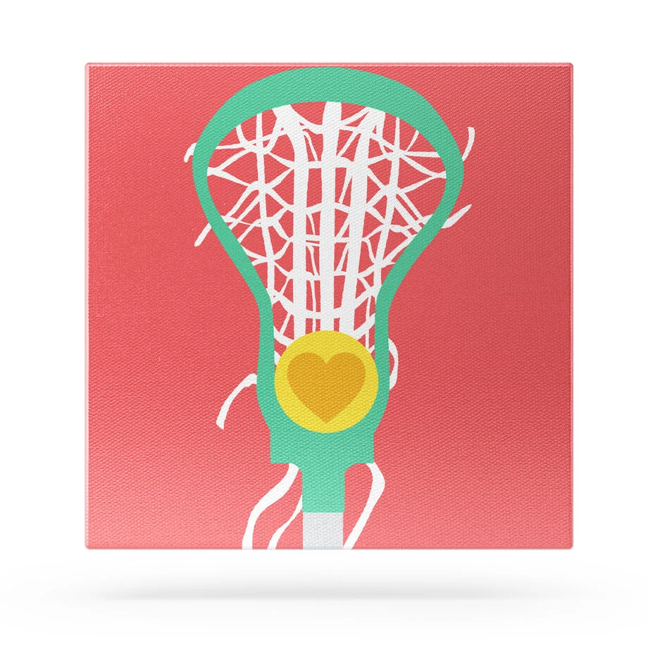 Girls Lacrosse Canvas Wall Art - Lacrosse Stick & Love 2 Girls Lacrosse Canvas Wall Art - Lacrosse Stick & Love - Image 2