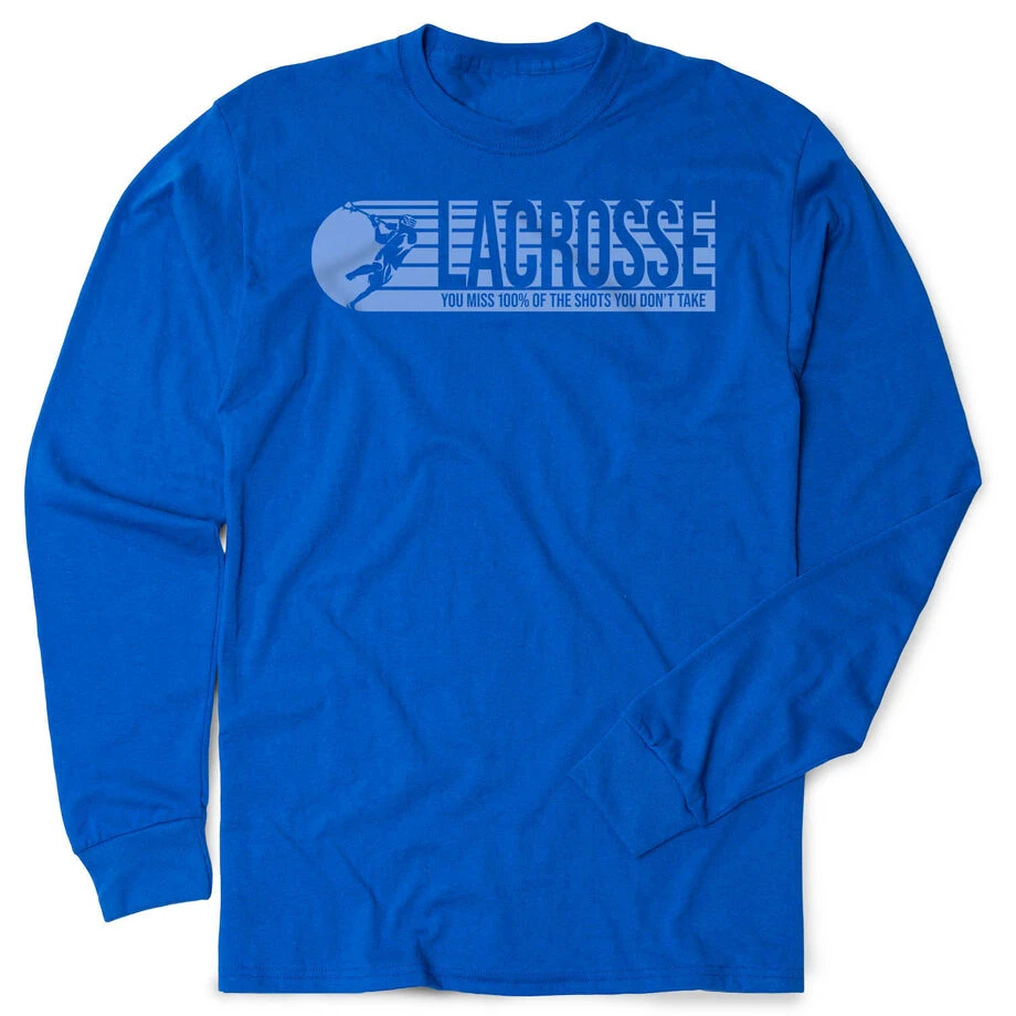 Guys Lacrosse Tshirt Long Sleeve - 100% Of The Shots 1 Guys Lacrosse Tshirt Long Sleeve - 100% Of The Shots