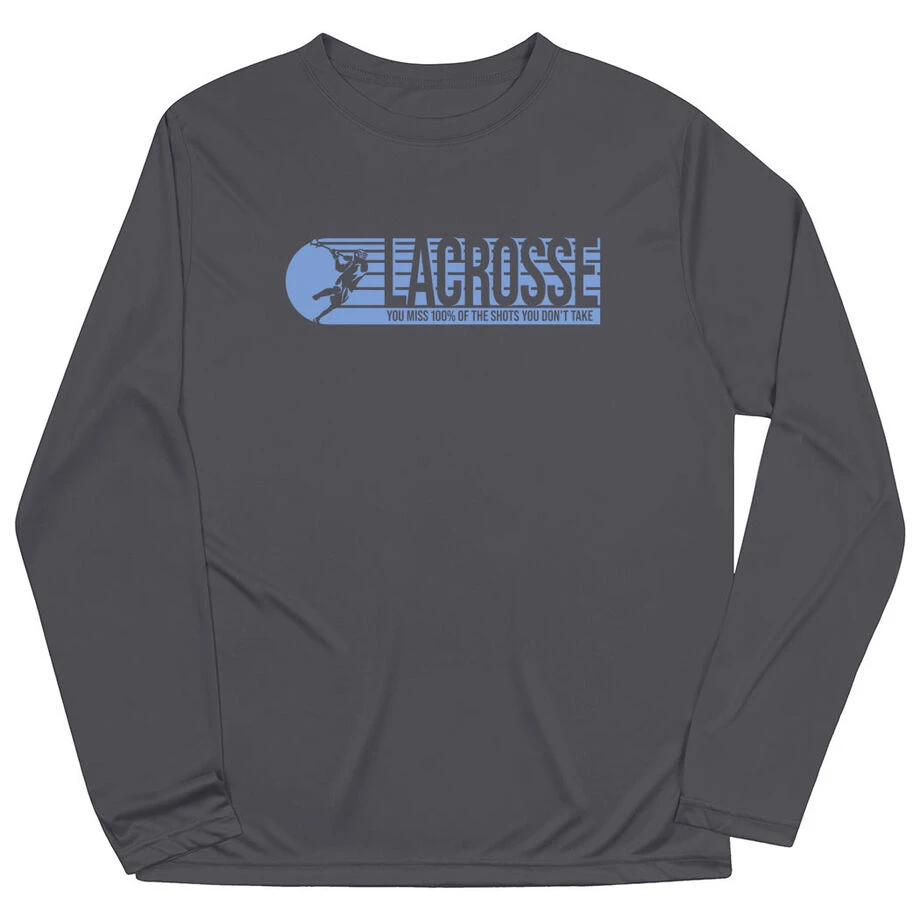 Guys Lacrosse Long Sleeve Performance Tee - 100% Of The Shots 1 Guys Lacrosse Long Sleeve Performance Tee - 100% Of The Shots