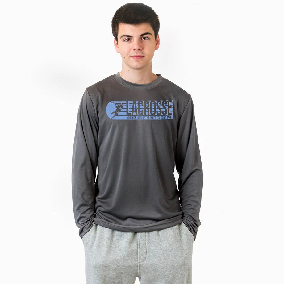 Guys Lacrosse Long Sleeve Performance Tee - 100% Of The Shots 2 Guys Lacrosse Long Sleeve Performance Tee - 100% Of The Shots - Image 2