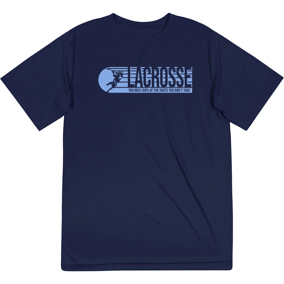 Guys Lacrosse Short Sleeve Performance Tee - 100% Of The Shots 1 Guys Lacrosse Short Sleeve Performance Tee - 100% Of The Shots