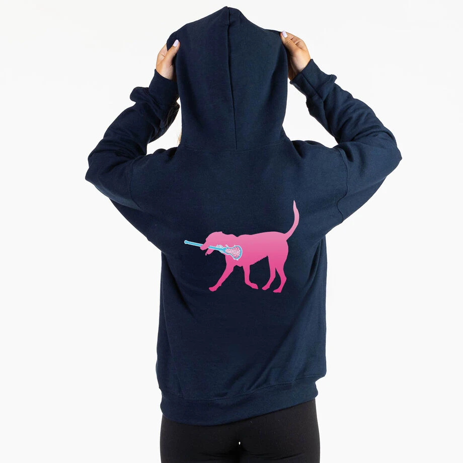 Girls Lacrosse Hooded Sweatshirt - LuLa The Lax Dog (Pink) (Back Design) 2 Girls Lacrosse Hooded Sweatshirt - LuLa The Lax Dog (Pink) (Back Design) - Image 2