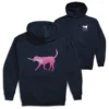 Girls Lacrosse Hooded Sweatshirt - LuLa The Lax Dog (Pink) (Back Design)