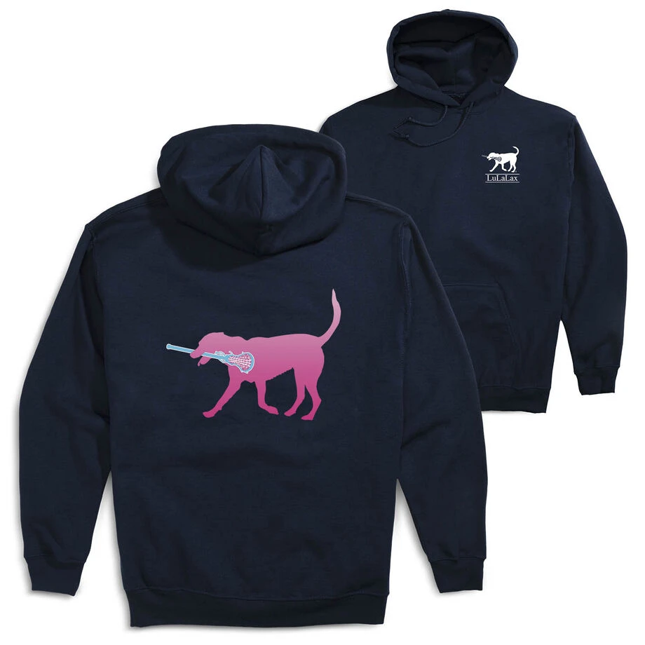 Girls Lacrosse Hooded Sweatshirt - LuLa The Lax Dog (Pink) (Back Design) 1 Girls Lacrosse Hooded Sweatshirt - LuLa The Lax Dog (Pink) (Back Design)