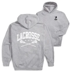 Guys Lacrosse Hooded Sweatshirt - Crossed Sticks (Back Design)