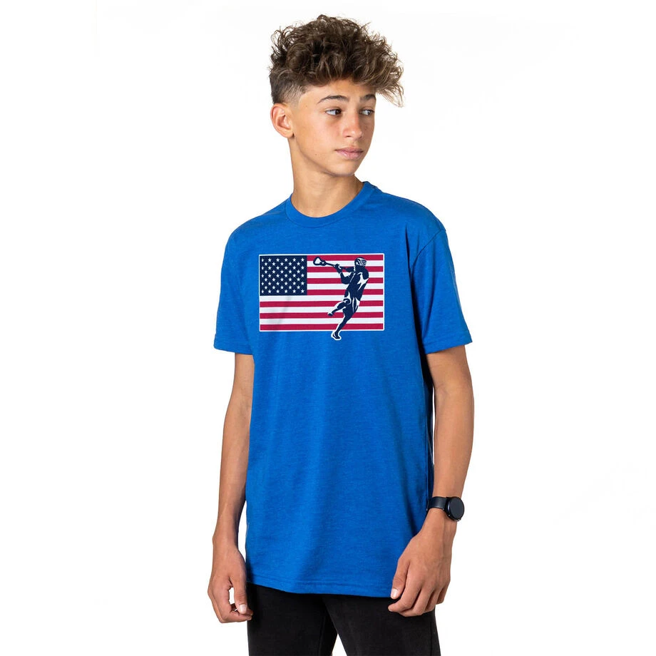 Guys Lacrosse Short Sleeve T-Shirt - Patriotic Lacrosse 2 Guys Lacrosse Short Sleeve T-Shirt - Patriotic Lacrosse - Image 2