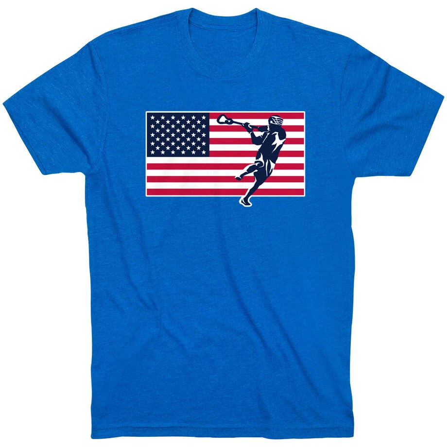 Guys Lacrosse Short Sleeve T-Shirt - Patriotic Lacrosse 1 Guys Lacrosse Short Sleeve T-Shirt - Patriotic Lacrosse