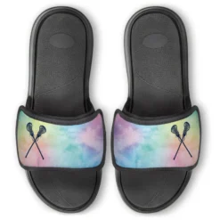 Girls Lacrosse Repwell® Slide Sandals - Watercolor Crossed Sticks