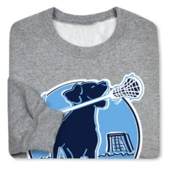 Girls Lacrosse Crewneck Sweatshirt - Watercolor Lacrosse Dog With Girl Stick 7 Girls Lacrosse Crewneck Sweatshirt - Watercolor Lacrosse Dog With Girl Stick -Sport Play Mode lx 12571 GRAY FOLD