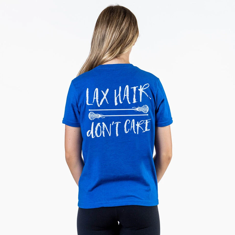 Girls Lacrosse Short Sleeve T-Shirt - Lax Hair Don't Care (Back Design) 2 Girls Lacrosse Short Sleeve T-Shirt - Lax Hair Don't Care (Back Design) - Image 2
